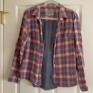 Flannel print button up top